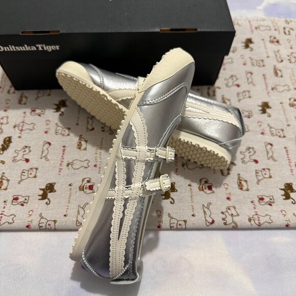 Onitsuka Tiger Mary Jane Ballet Shoes In Silver - Picture 8 of 8